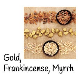 gold frankincense myrrh props